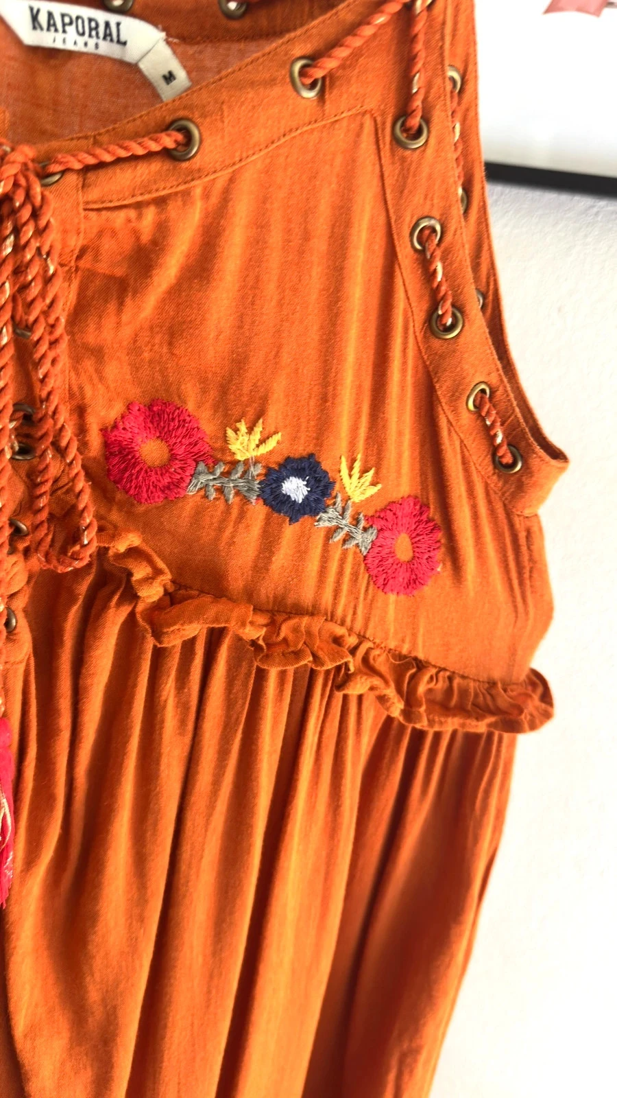 Lindo Vestido Terracota Bordado Estilo Boho Chic Kaporal • M • TN276 – photo 4